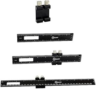 VICHSAMWY 3PCS Black Metal Woodworking Ruler, Adjustable 6/8/12 Inch Precision Pocket Slide Ruler,Inch and Metric Measuring Ruler for Woodworker (Black)