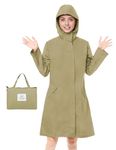Venzina® Raincoat for Women High Waterproof Hooded Rain Jacket Zip-up Rain Coat Knee-length Lightweight Rainwear Outdoor Rain Coat with Storage Pouch, Stylish Rainwear, One Size