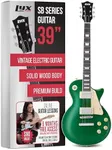 LyxPro 39” SB Series Electric Guitar, LP Style for Beginner, Intermediate & Pro Players Solid Body Guitar, Bonus 2-Pack of Picks, Mahogany Wood, Volume/Tone Controls, 3-Way Pickup - Green