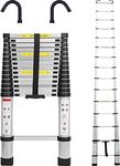 20.34 FT Telescoping Ladder Aluminum Telescopic Ladder with 2 Detachable Hooks and Non-Slip Feet,6.2m Collapsible Ladder Multi-Purpose Ladders for Home Use and Outdoor Working,330 Lb Capacity,EN131