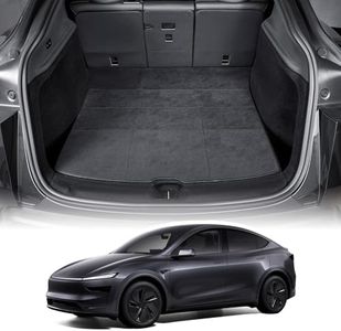 TOPABYTE Cargo Liner for Tesla Model Y Juniper 2025 2026 All Weather Trunk Mat with Backrest Protectors for Model Y Accessories 5 Seats Back Seat Protector Mats Anti-Scratch Black