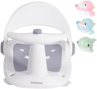 Bebamour Baby Bath Seat Portable Toddler Child Bathtub Seat for 6-18 Months Infant Toddler Girl Boy Bathtub Support Non-Slip/Soft Skin Care/Strong Sucker (White)