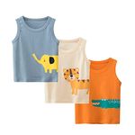 Boys Cotton Tank Vest Summer Undershirt 3 Pack Tiger Vest 2-3 Years