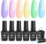 beetles Gel Polish Pastel Gel Nail Polish,6 Colors Macaron Pink Blue Green Yellow Purple Soft Pastel Gel Polish Soak Off Uv Gel Manicure Kit Spring Gel Polish Nail Art Design DIY Home Salon Women Girl