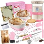 Super All-Inclusive Sourdough Starter Kit with Scale,41 Oz Starter Jar, 2 Banneton Proofing Baskets, Scraper, Scale, All Bread Making Tools(pink)