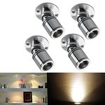 Small Recessed Mini Spotlight 4-Pack, 1W LED Ceiling Spotlight Swivel Mini Recessed LED Downlight Aluminum Spot LED Set with Transformer Warm White for Wine Cabinet/Cupboard/Kitchen/Living Room-Silver