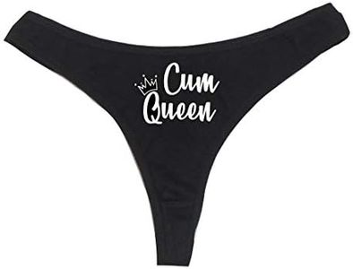 Dirty Girl Undies Cum Queen Women's High Rise Sexy Thong, Dirty Undies! Small Black