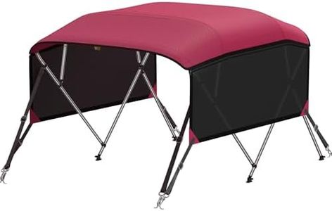 KAKIT Bimini Tops with Mesh Sidewalls (4 Bow 8'L x 54" H x 79"-84" W,Red)