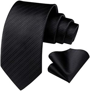 HISDERN Cravate Homme Mariage Cravates pour Fête Elegant Cravate et Mouchoir Ensemble