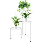 ZOXILEN 3 Tier Metal Corner Plant Stand Indoor Outdoor, Heightened widened 30'' Tall Multiple Flower Pot Display Holder, Iron Plant Rack Organizer for Living Room Garden Patio Balcony Office(White)