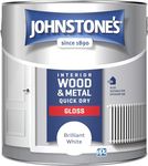 Johnstone's - Quick Dry Gloss - Brilliant White - Gloss Finish - Water Based - Interior Wood & Metal - Radiator Paint - Low Odour - Dry in 1-2 Hours - 25m2 Coverage per Litre - 2.5 L