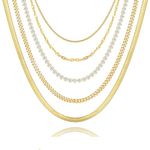 Dainty Gold Layered Necklaces for Women,18k Gold Layering Chain Necklace Set, Adjustable Choker Necklace Trendy for Women Gifts