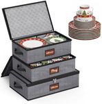 MISSLO Large Capacity China Storage Containers Hard Shell Plate Storage Containers, Kitchen Packing Moving Boxes for Dishes, Dinnerwares, Mugs Protectors, 3 Piece Set