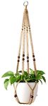 Mkouo Plant Hanger Indoor Hanging Planter Basket Flower Pot Holder Jute Rope with Beads 89cm