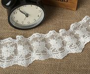 8CM Width Europe Crown Wedding Applique Inelastic Embroidery Lace Trim,Curtain Tablecloth Slipcover Bridal DIY Clothing/Accessories.(2 yards in one package) (White)