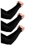 PURSUE FASHION Unisex Full Arm Fingerless Sleeves Gloves for UV, Dust, Summer, UV Sun Protection Arm Sleeves for Men & Women, Protection Arm Sleeves (Black 3 Pairs)