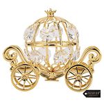 Gift for Mom-Matashi 24K Gold Plated Crystal Studded Small Cinderella Pumpkin Coach Figurine Ornament for Kids Teens and Adults Romantic Gifts Valentine's Day Birthday Mother's Day Anniversary