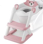 Potty Training Toilet Seat,Upgrade Toddler Toilet Seat for Kids Boys Girls, Potty Training Toilet with Step Stool/Soft Cushioned Seat/Splash Guard, Toddler Potty Seat for Toilet Pink