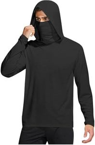 Sun Shirts for Men Mens UPF 50+ Sun Hoodie with Mask Long Sleeve Fishing Shirts Lightweight Cooling UV Protection Tops with Thumb Hole Black