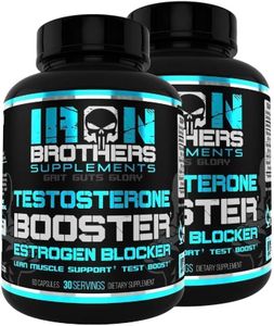 Testosterone Booster for Men with Estrogen Blocker - Anti-Estrogen Dietary Supplement - Natural Aromatase Inhibitor - Increase Libido & Strength 60 Capsules - Muscle Growth - Weight Loss (2 Bottles)