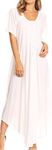 Sakkas 1701 - Lilia Embroidered Lace Up Bodice Relaxed Fit Maxi Sun Dress - White - OS