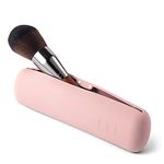 BEZOX Makeup Brush Holder with Magnet Closure - Silicone Make Up Brushes Case for Travel – Portable Cosmetic Brush Organizer Bag - Pink