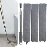 ELEANRA Retractable Gap Dust Cleaner with Extension Pole, Cleaning Tools 3 Microfiber Dusting Cloths, Extendable Long Handle Duster for Under Refrigerator Sofa Couch Bed Furniture Appliance,Grey