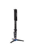 Benro 4 Section Aluminum Monopod with 3-Leg Locking Base, Flip Lock Legs, 22" Maximum Height, 44.1 lb. Load Capacity- Black (A48FD)