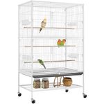 Yaheetech 132cm Large Parrot Bird Cage for Cockatiel Lovebird Durable Frame With Perch Stand and Wheels White