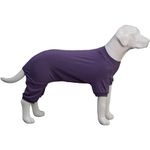 Lovelonglong Ribbed Dog Pajamas Cotton Knitted Dog Jumpsuits 4 Legged All Season Warm Pet Bodysuits for Large Medium Small Dogs Purple M