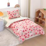 3 Pieces Crib Bedding Set Sweet Rabbit Pattern for Girls,100% Cotton Comforter Set Includes Fitted Sheet, Duvet Cover and Envelope Pillowcase, Red Floral & Rabbit Pattern