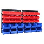 MaxWorks 80694 30-Bin Wall Mount Rack/Storage for Your Nuts, Bolts, Screws, Nails, Beads, Buttons, Other Small Parts, Blue and Red