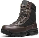 NORTIV 8 Steel Toe Boots for Men Safety Industrial & Construction Military Work Boots Slip Resistant ASTM F2413-18 Dark brown Size 6.5 M US Trooper-Steel