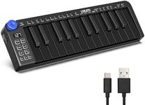 LEKATO 25 Key MIDI Keyboard, Mini MIDI Controller USB Bluetooth MIDI Keyboard with Velocity-Sensitive Mini Keys, 360 Knob and Music Production, Small MIDI Keyboard, Rechargeable Portable