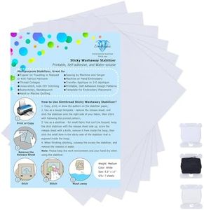 Simthread Sticky Wash Away Embroidery Stabilizer Self-Adhesive Printable A4 Size Paper Stabilizer Medium Weight 1.4OZ 8.5" x 11" 7pcs / Pack