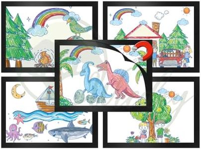 WEEDEY 5 Pcs Kids Art Display Frames, Magnetic Stripe, Wall & Fridge Mount, Front Opening Picture & Photo Frames (A3 BLACK)