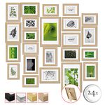 bomoe 24pcs Wall Collage Set Nature 10x 10x15 cm, 8x 13x18 cm, 4x 15x20 cm, 2x 20x30 cm Hanging Photo Frame Set - Wooden Photo Frames with Passepartout Picture Collage Photo Picture Print – Oak