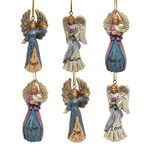 Set/6 Angel Christmas Tree Ornaments - Angel Themed Xmas Decorations - 6 Different Designs - Faith Believe Hope Love Joy Peace