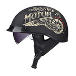 Woljay Motorcycle Vintage Half Helmets Motorcycle Biker Cruiser Scooter Touring Helmet (L, Speedking)