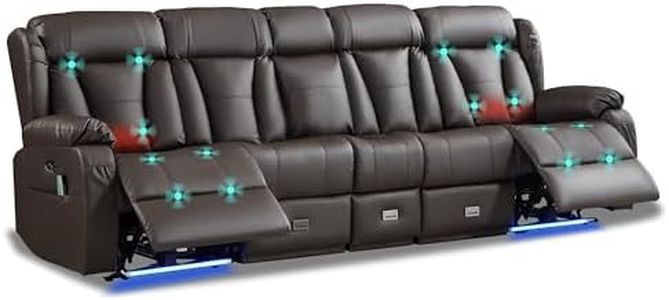 Zero Wall Hugger Power Reclining Sofa 4-Seater Recliner Couch,Massage Heat