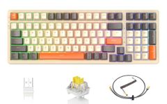 ATTACK SHARK K98 100 Keys Gasket Hot Swappable Twilight Mechanical Gaming Keyboard,BT5.0/2.4G/Coiled USB C,3000mah Battery,RGB Illumination Programmable, Custom Banana Switch,100% Anti-ghosting Keys