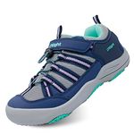 i78 Low Top Kids Boys Girls Sport Hiking Shoes Breathable Synthetic Leather Sneakers Non-Slip Lightweight for Outdoor Running Trekking Trail Walking(Blue Pink,Numeric_2)