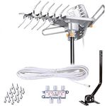 Lava HD2605 [Newest 2021] Outdoor HD TV Antenna, Remote Controlled Rotation, Long Range 4K TV Installation Kit with Mounting Pole