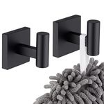 KOKOSIRI Robe Hook Bathroom Towel Coat Hooks Matte Black for Bath Kitchen Wall 2 Pack Stainless Steel B1013BK-P2