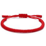 LUCKY BUDDHIST Handmade Bracelet + Buddhist Gift! Tibetan Good Luck String Armband. For Women, Men, Teens. Adjustable Size! Friendship present. Handcrafted rope woven chakra wristband | Red