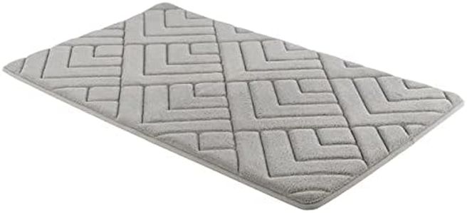 Beldray® LA084699GRYUFEU7 Antibac Embroidered Memory Foam Bath Mat, Antibacterial Bathroom/Shower Mat, Anti-Slip Base, Machine Washable, Supersoft Top Layer, Grey, 50 x 80 cm