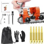 NINGHW Chainsaw Sharpener Kit, Portable Chainsaw Chain Sharpener, Hand Crank Chain Saw Sharpener Tool, Chainsaw Sharpening Jig with 5 Burr Grinding Stone, Chain Saw Sharpener for 6"-22" Chain Saws