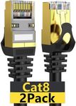 Dacrown Cat 8 Ethernet Cable 6 ft 2 Pack Shielded, Indoor&Outdoor, Heavy Duty High Speed Direct Burial 26AWG Network Wire, 40Gbps 2000Mhz SFTP Patch Cord, in Wall&Weatherproof RJ45 Cable for Router