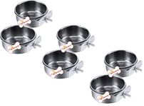 NITZU PETS Stainless Steel Hanging Bowl Bird Food Feeding Dish Water Seed Feeder for Parrot Macaw African Greys Budgies Parakeet Cockatiels Conure Lovebirds Finch (CLAMP Holder, 850.ML Pack of 6)