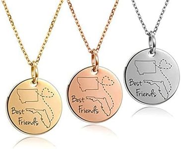 Best Friends state to state Necklace- Personalized- long distance relationship necklace